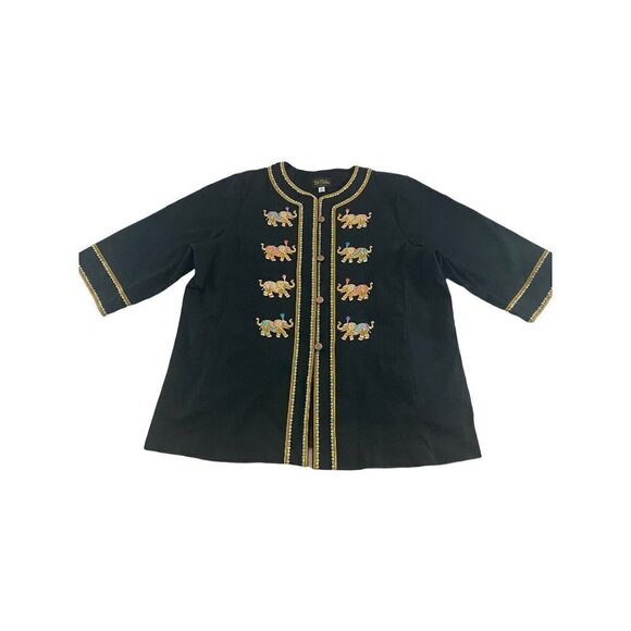 Bob Mackie Jackets & Blazers - Vintage Bob Mackie Elephant Embroidered Werable Art Button Front Evening Jacket